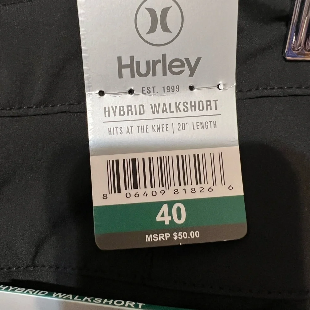 Hurley Black Hybrid Walk Short Quick Dry Size 40